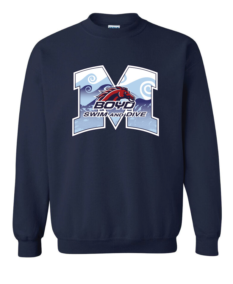 Boyd Swim &amp; Dive - M Waves - Crew Sweatshirt, Color: Navy