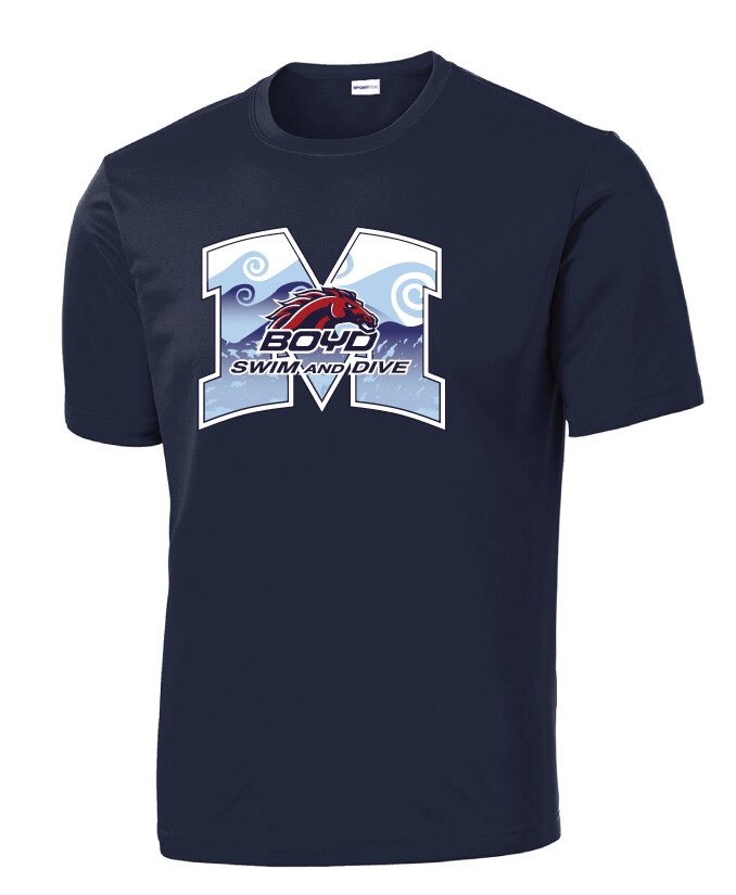 Boyd Swim &amp; Dive - M Waves - Dri-Fit Short Sleeve, Color: Navy