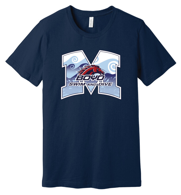 Boyd Swim &amp; Dive - M Waves - Bella+Canvas Short Sleeve, Color: Navy