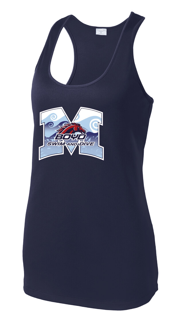 Boyd Swim &amp; Dive - M Waves - Ladies Dri-Fit Racerback Tank, Color: Navy
