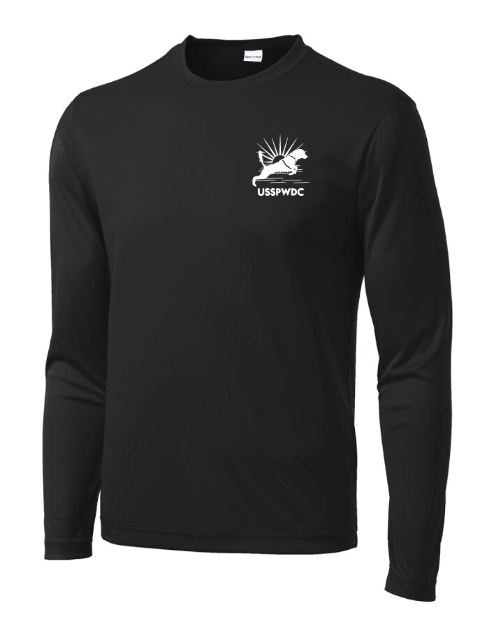 USSPWDC - Sunrise Dog - Unisex Dri-Fit Long Sleeve, Garment Color: Black
