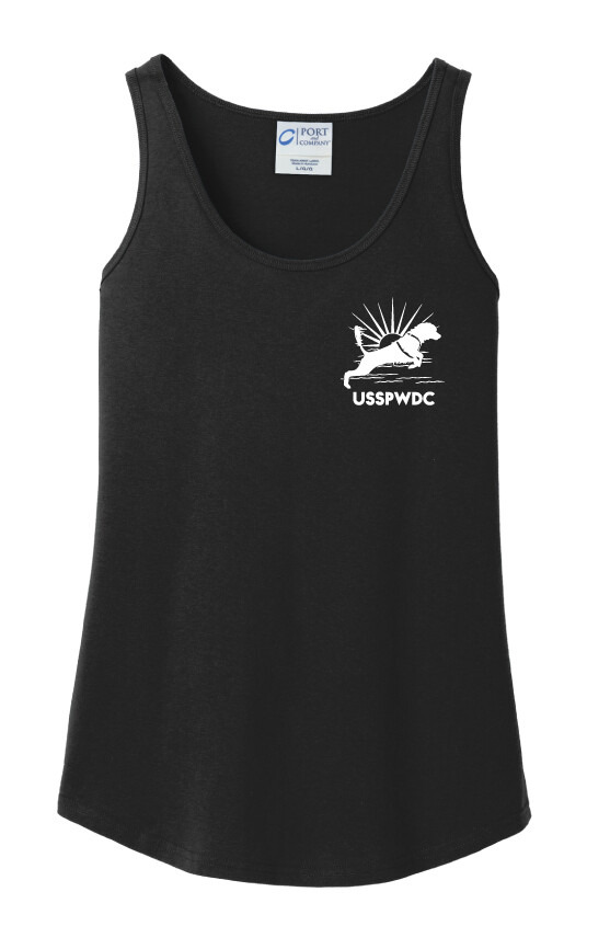 USSPWDC - Sunrise Dog - Ladies Cotton Tank, Garment Color: Black