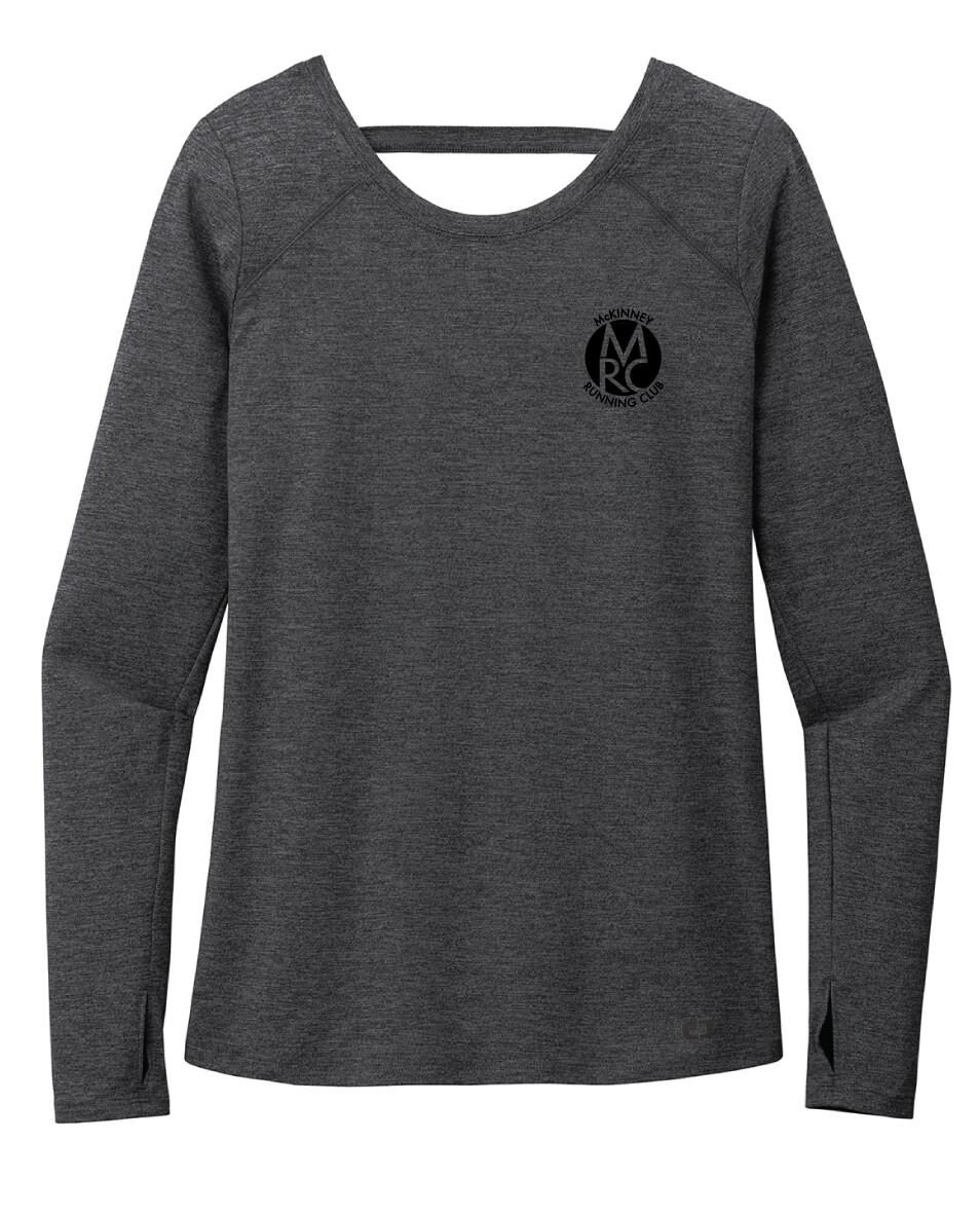 MRC - Ladies Force Long Sleeve Tee, Print Size: Small Logo, Print Color: Black, Garment Color: Blacktop