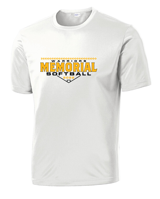 Memorial Softball - Block Design - Dri-Fit Short Sleeve, Garment Color: White