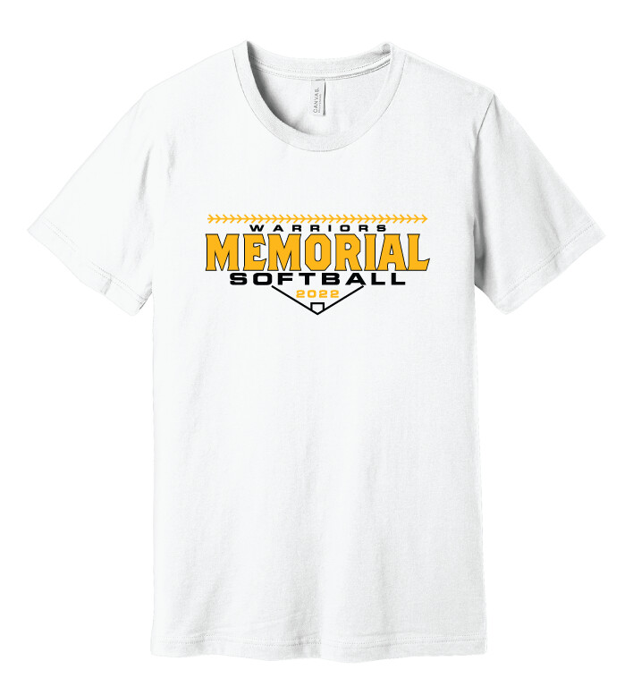 Memorial Softball - Block Design - Bella+Canvas Short Sleeve, Garment Color: White