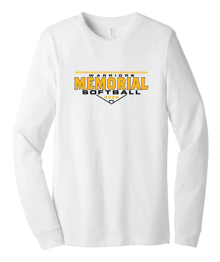 Memorial Softball - Block Design - Bella+Canvas Long Sleeve, Garment Color: White