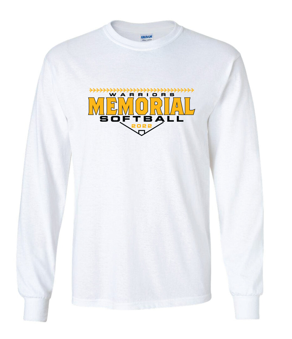 Memorial Softball - Block Design - Long Sleeve, Garment Color: White