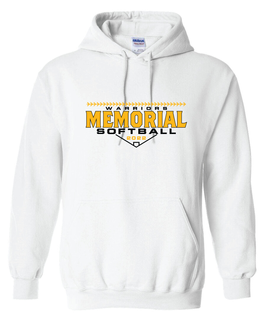 Memorial Softball - Block Design - Hoodie, Garment Color: White