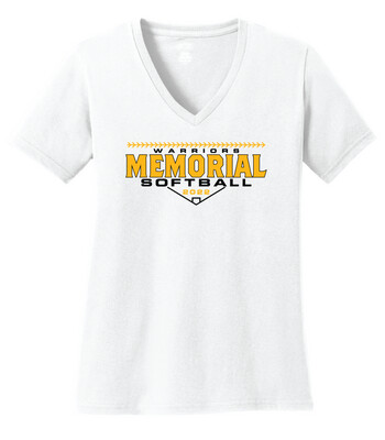 Memorial Softball - Block Design - Ladies V-Neck Short Sleeve