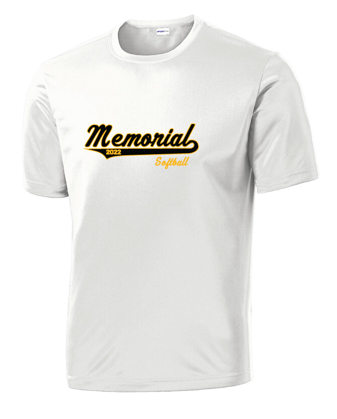 Memorial Softball - Script Design - Dri-Fit Short Sleeve, Garment Color: White