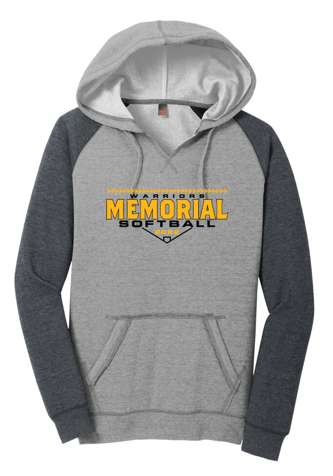 Memorial Softball - Block Design - Ladies Raglan Hoodie