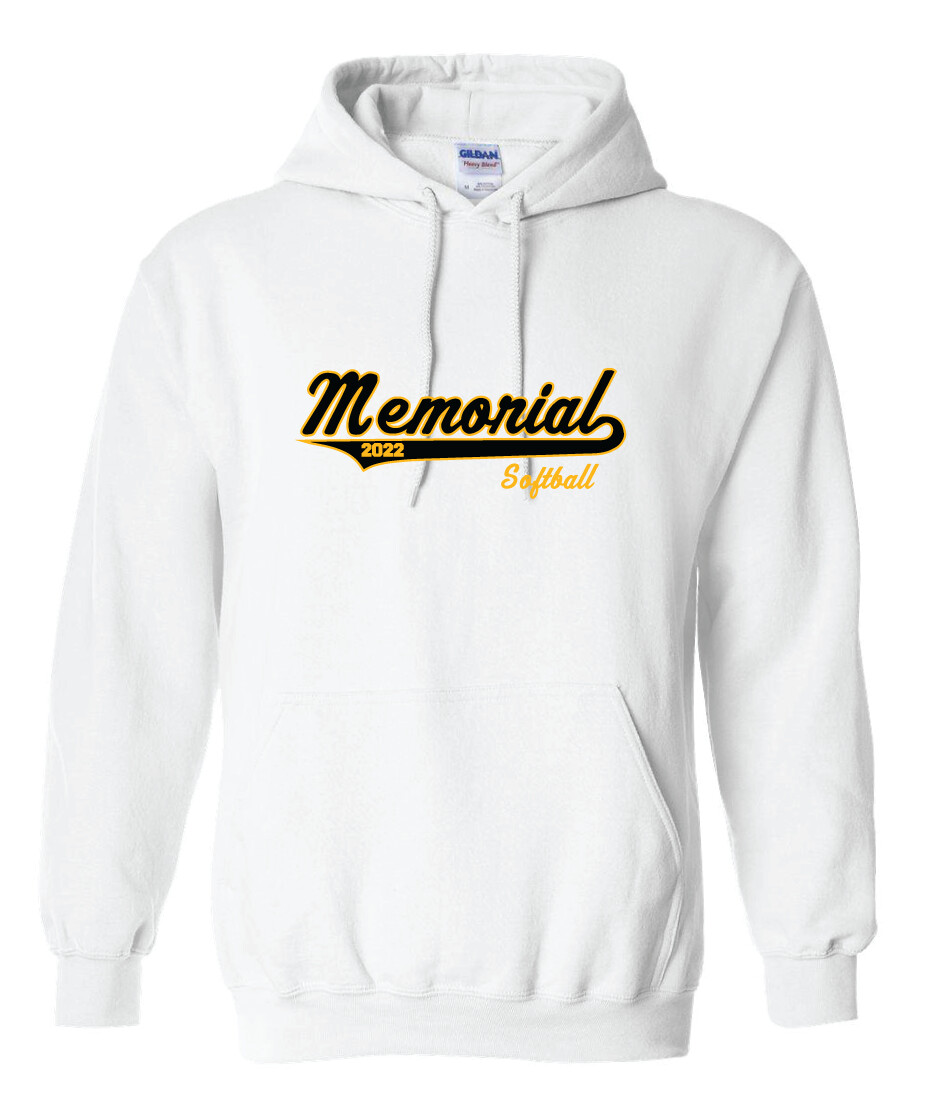 Memorial Softball - Script Design - Hoodie, Garment Color: White