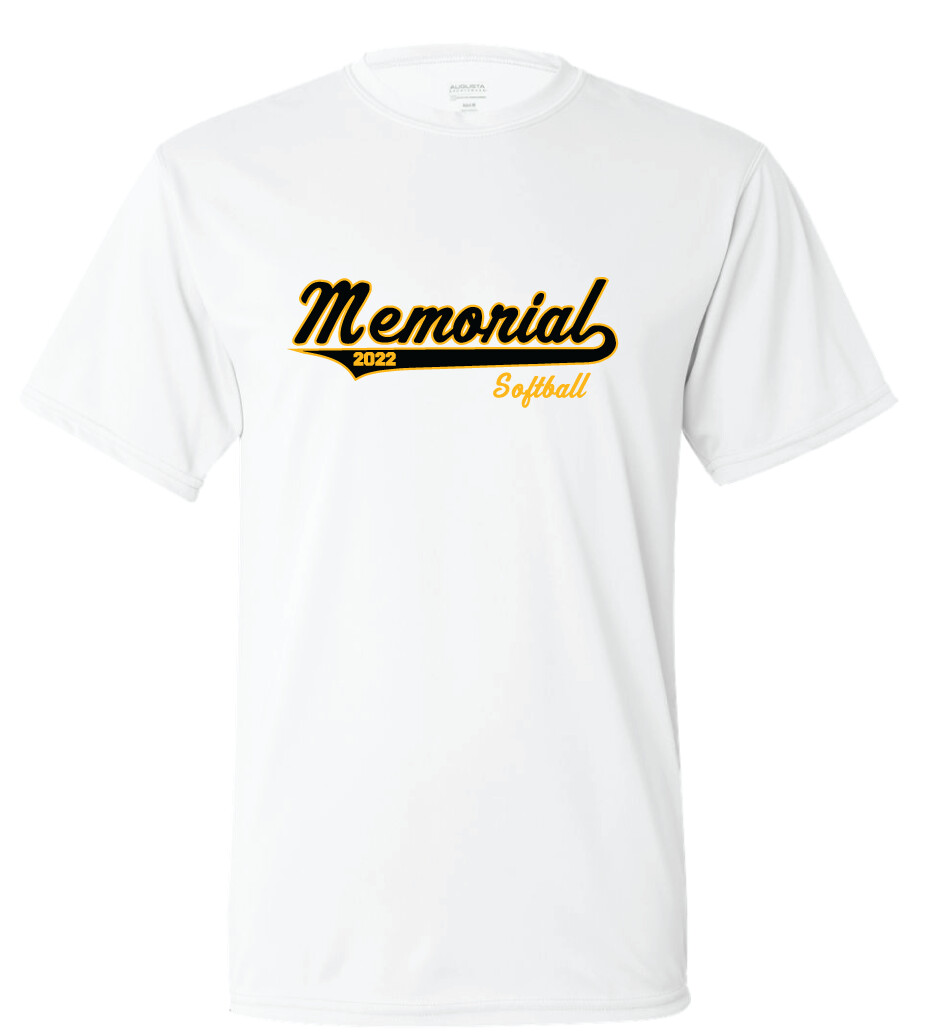 Memorial Softball - Script Design - Short Sleeve, Garment Color: White