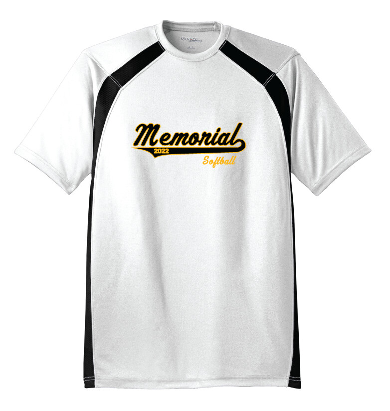 Memorial Softball - Script Design - DryZone Dri-Fit Short Sleeve, Garment Color: White