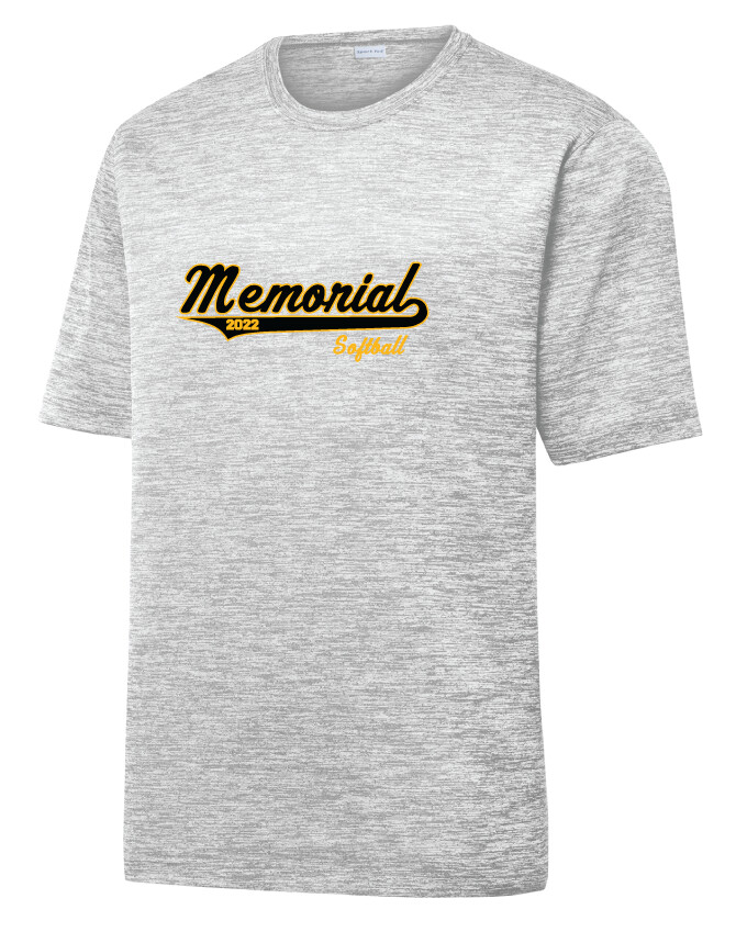 Memorial Softball - Script Design - Electric Dri-Fit Short Sleeve, Garment Color: Silver, Size: Youth S