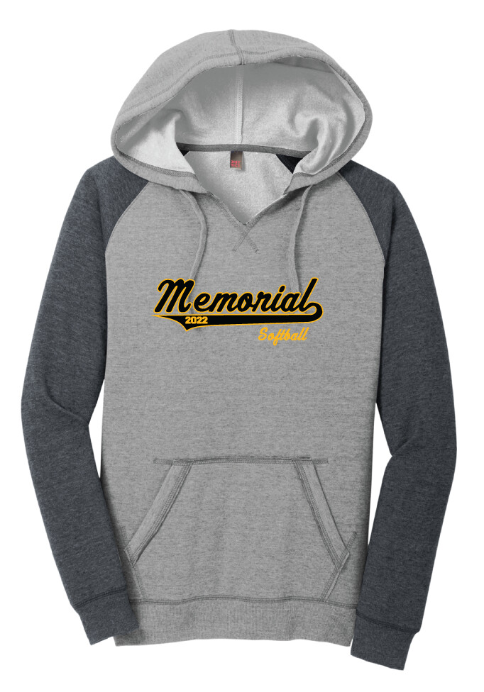 Memorial Softball - Script Design - Ladies Raglan Hoodie