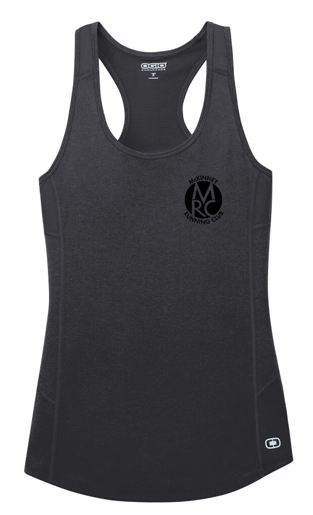 MRC - Ladies Racerback Pulse Tank, Print Size: Small Logo, Print Color: Black, Garment Color: Blacktop
