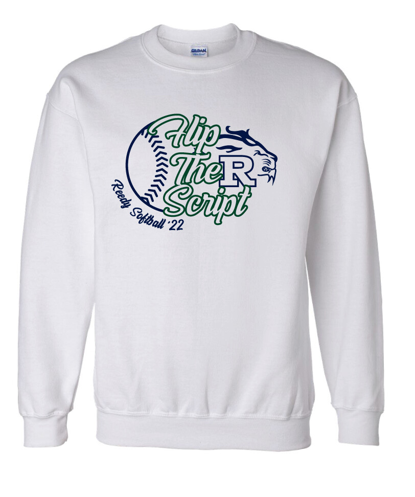 Reedy Softball - Flip the Script - Crew Sweatshirt, Garment Color: White