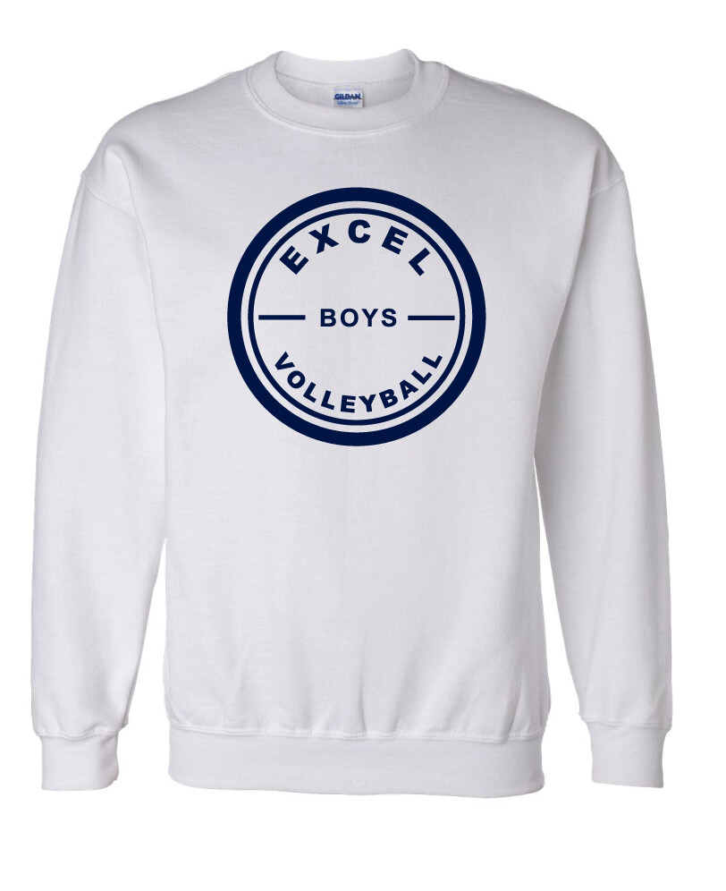 Excel Volleyball - Circle Design - Crew Sweatshirt, Garment Color: White