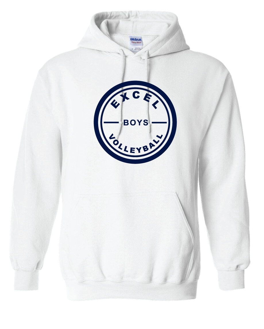 Excel Volleyball - Circle Design - Hoodie, Garment Color: White