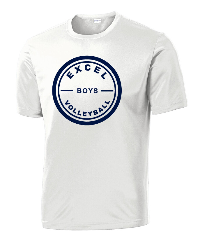 Excel Volleyball - Circle Design - Dri-Fit Short Sleeve, Garment Color: White
