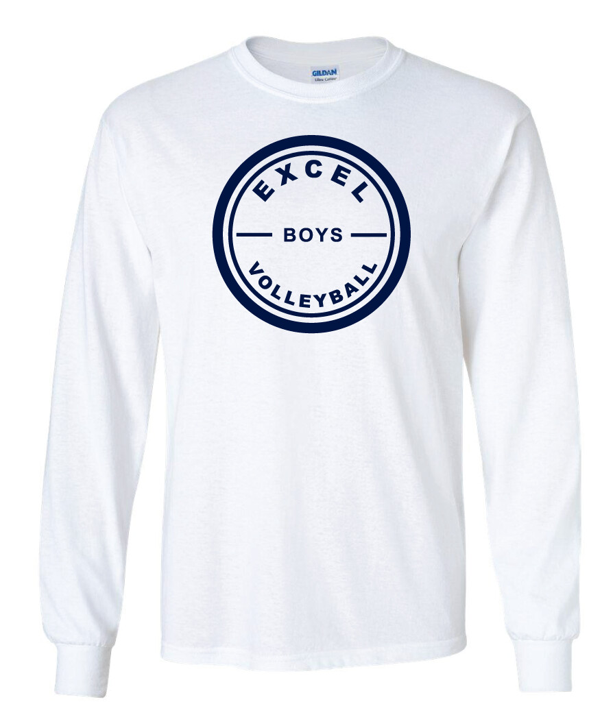 Excel Volleyball - Circle Design - Long Sleeve, Garment Color: White