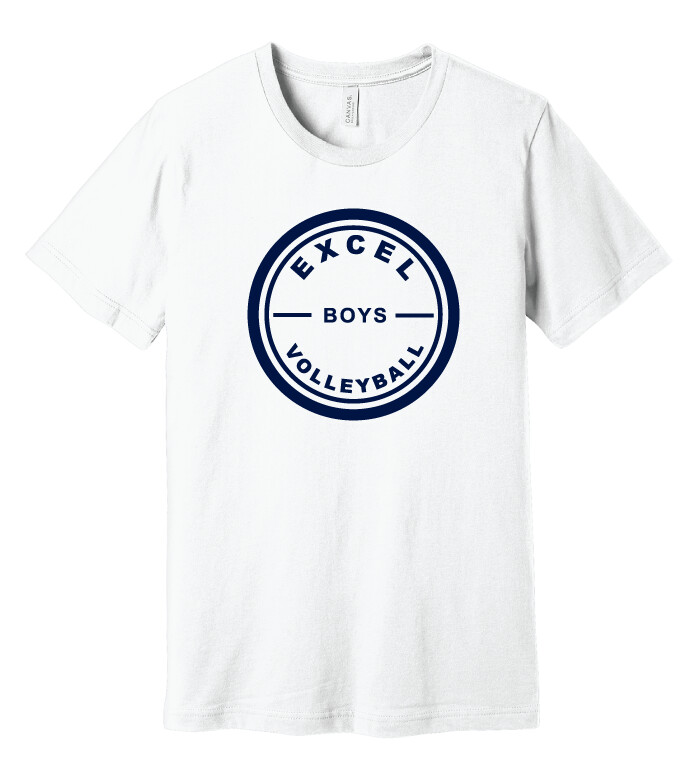 Excel Volleyball - Circle Design - Bella+Canvas Short Sleeve, Garment Color: White
