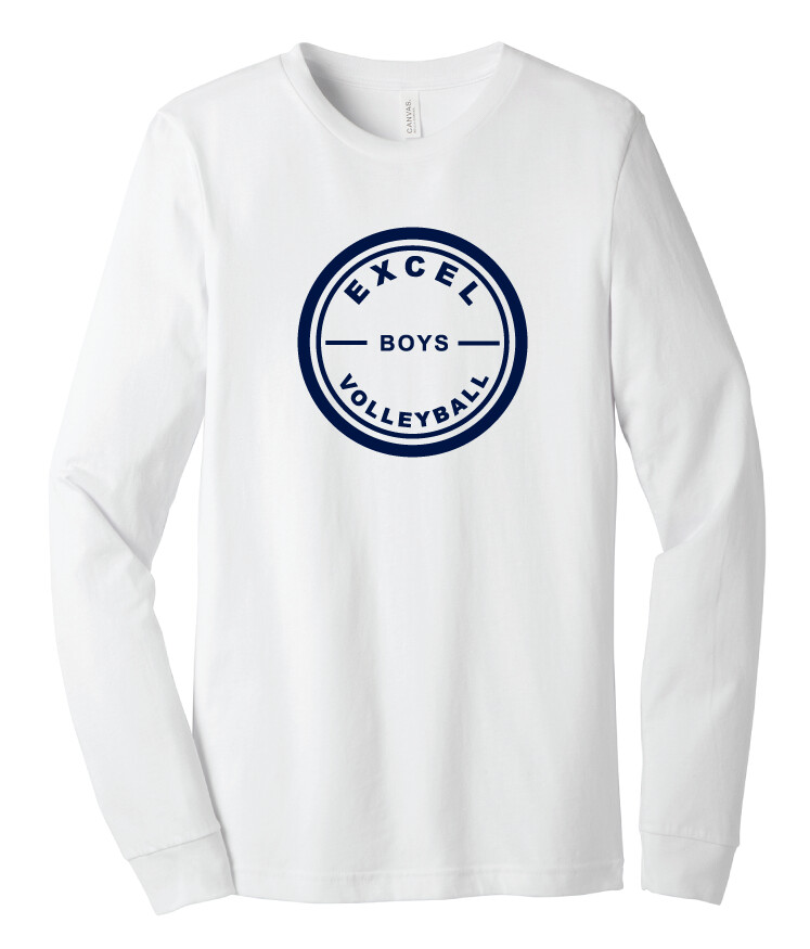 Excel Volleyball - Circle Design - Bella+Canvas Long Sleeve, Garment Color: White