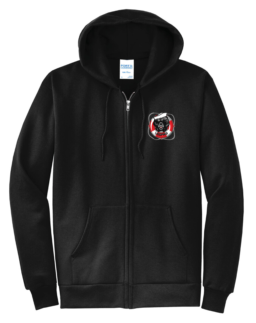 USSPWDC - Full Color - Unisex Zipper Hoodie, Garment Color: Black