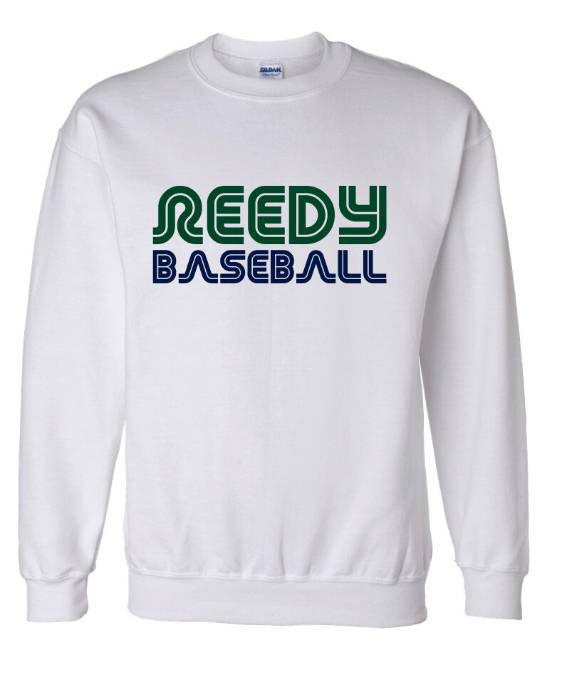 Reedy Baseball - Retro - Crew Sweatshirt, Garment Color: White