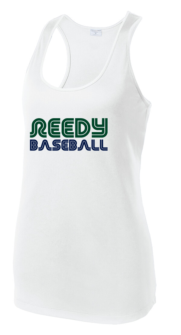 Reedy Baseball - Retro - Racerback Dri-Fit Tank, Garment Color: White