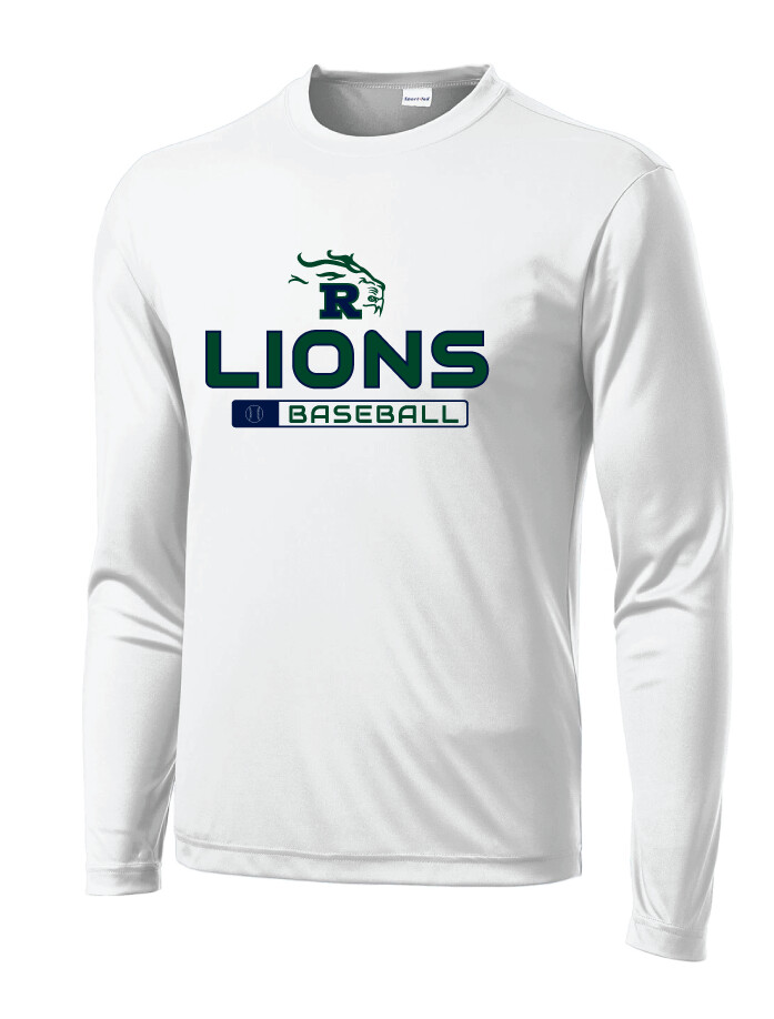 Reedy Baseball - Lions Baseball - Dri-Fit Long Sleeve, Garment Color: White