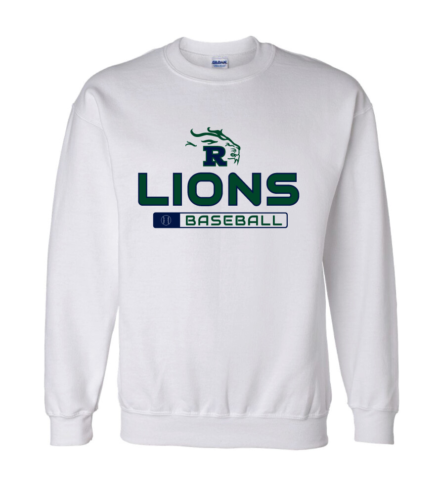 Reedy Baseball - Lions Baseball - Crew Sweatshirt, Garment Color: White