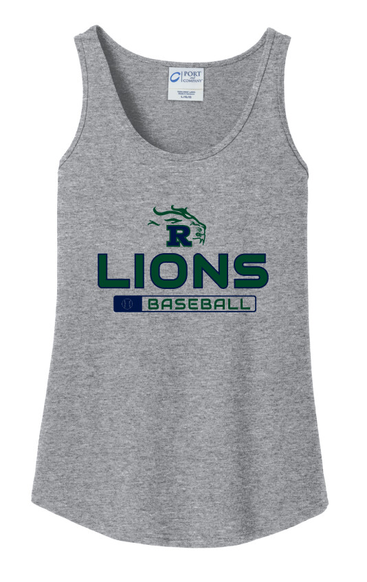 Reedy Baseball - Lions Baseball - Cotton Tank, Garment Color: Athletic Heather