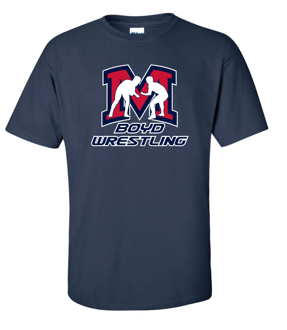 Boyd Wrestling - Big M - Short Sleeve, Color: Navy