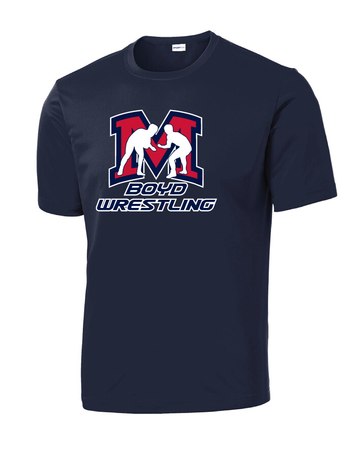 Boyd Wrestling - Big M - Dri-Fit Short Sleeve, Color: Navy