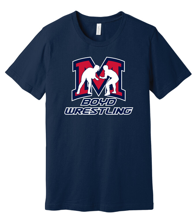 Boyd Wrestling - Big M - Bella+Canvas Short Sleeve, Color: Navy