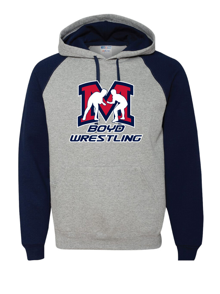 Boyd Wrestling - Big M - Raglan Hoodie, Color: Navy