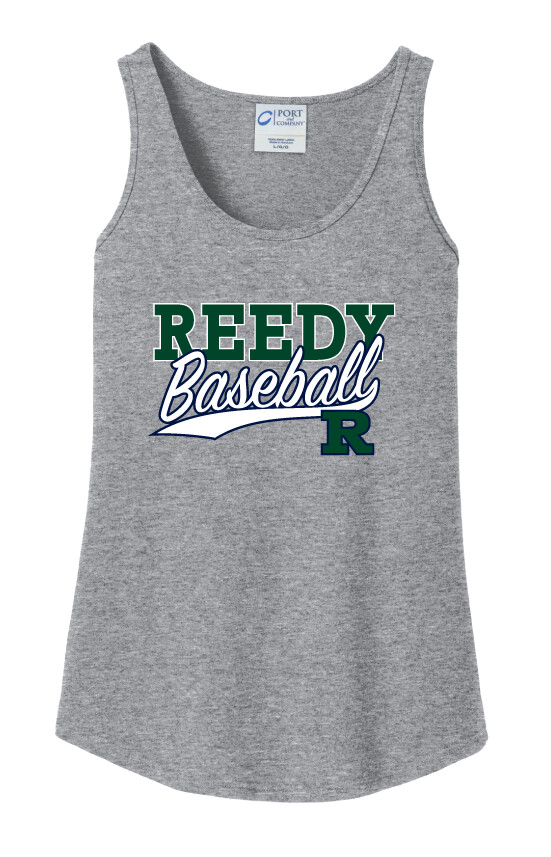 Reedy Baseball - Block Script - Cotton Tank, Garment Color: Athletic Heather