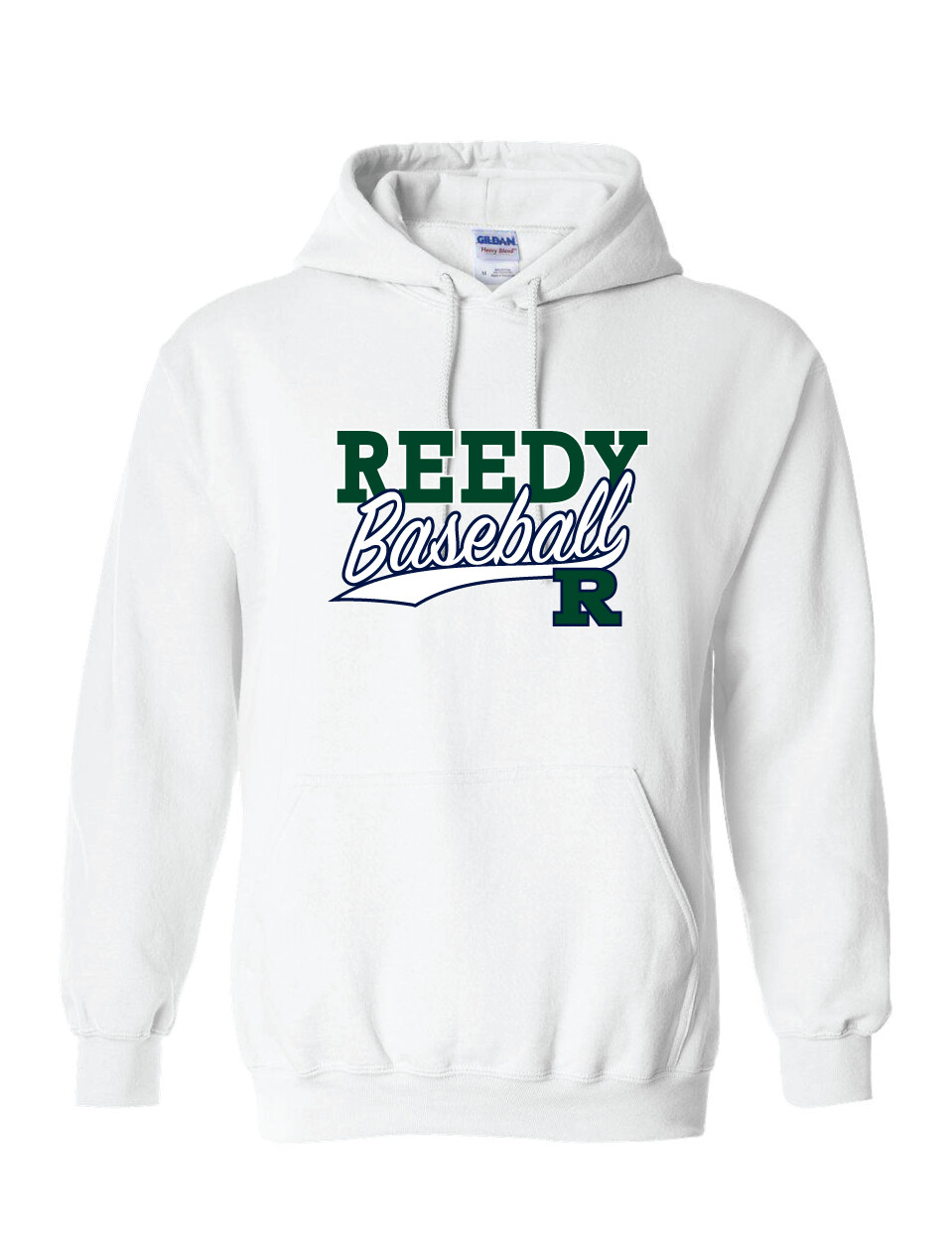 Reedy Baseball - Block Script - Hoodie, Garment Color: White