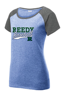 Reedy Baseball - Block Script - Heather Scoop Neck