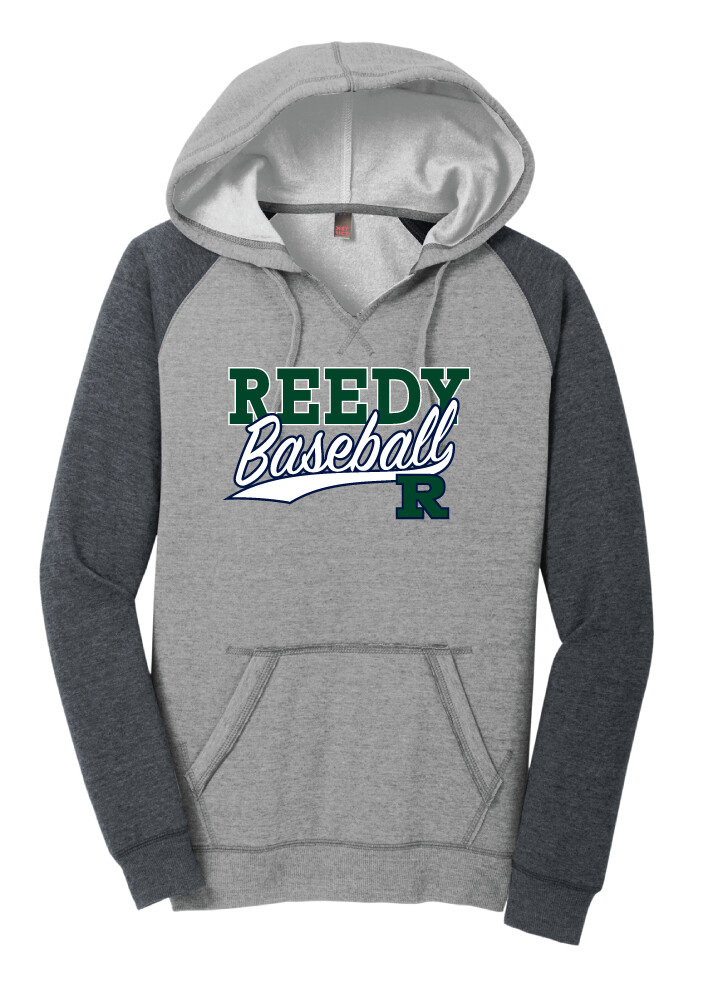 Reedy Baseball - Block Script - Lightweight Raglan Hoodie, Garment Color: Heather Grey