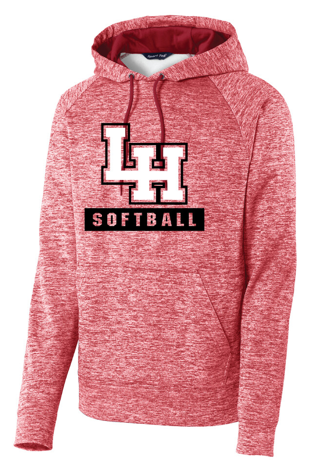 LH Softball - Big LH - Electric Dri-Fit Hoodie, Color: Red