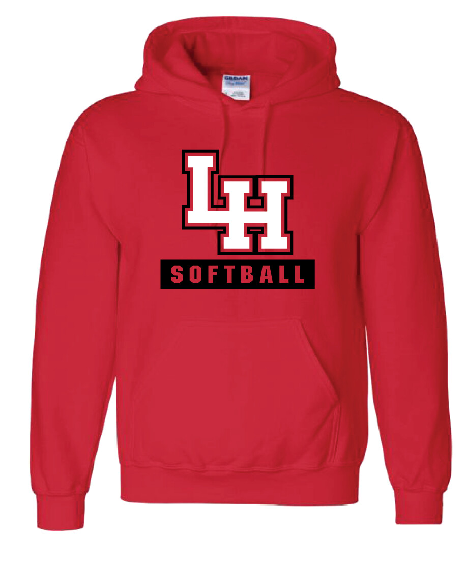 LH Softball - Big LH - Hoodie, Color: Red
