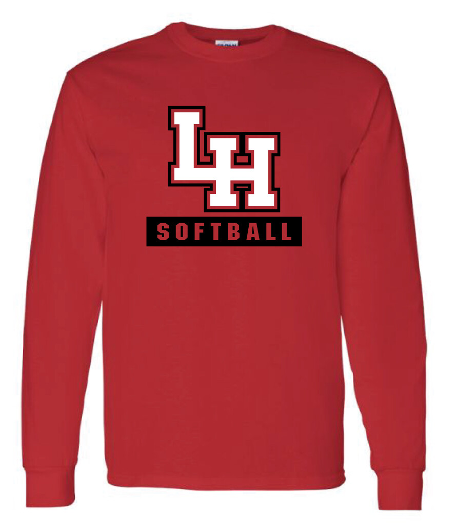LH Softball - Big LH - Long Sleeve, Color: Red