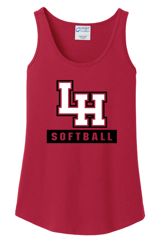 LH Softball - Big LH - Cotton Tank, Color: Red