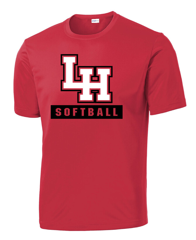 LH Softball - Big LH - Dri-Fit Short Sleeve, Color: Red