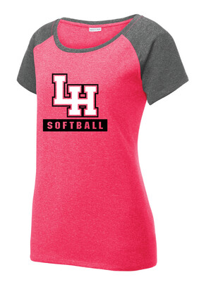 LH Softball - Big LH - Heather Scoop Neck