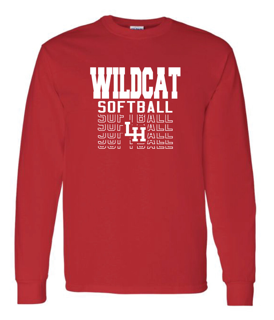 LH Softball - Fade Away - Long Sleeve, Color: Red