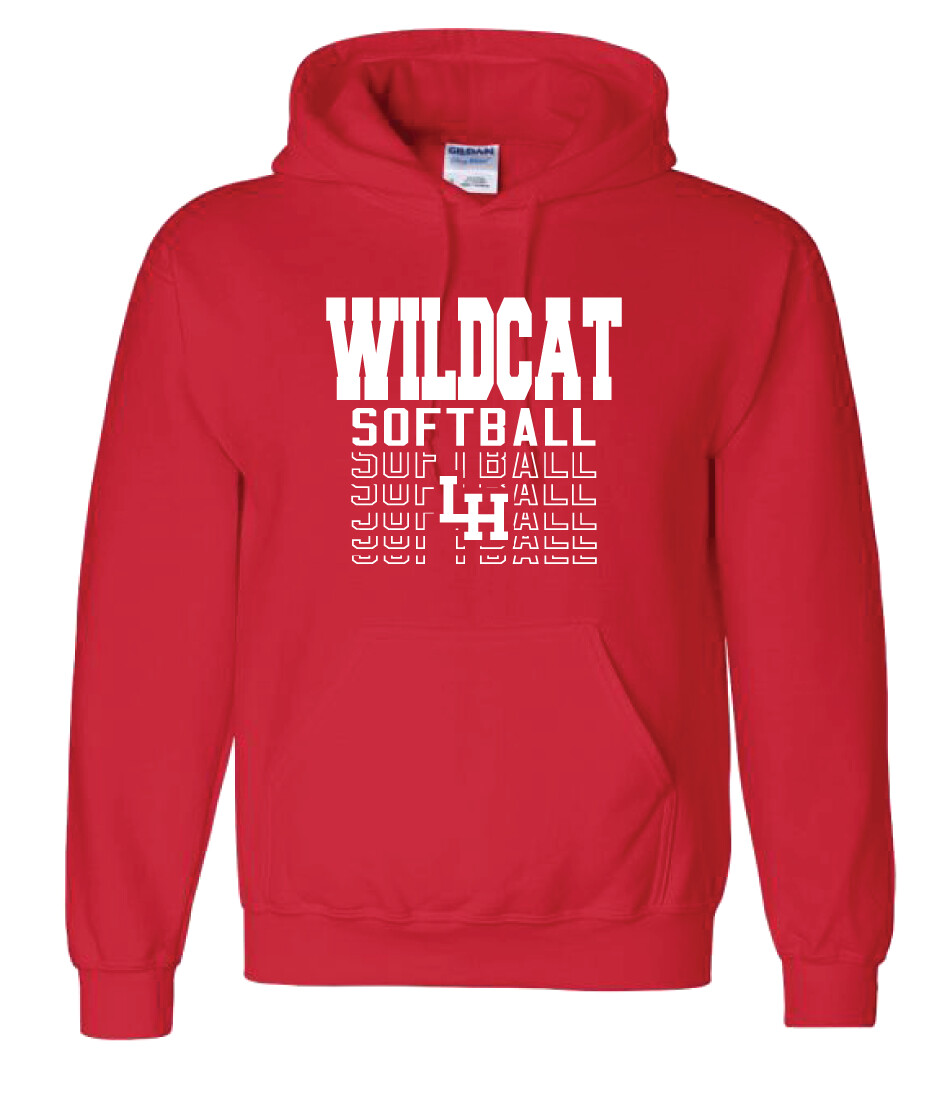LH Softball - Fade Away - Hoodie, Color: Red